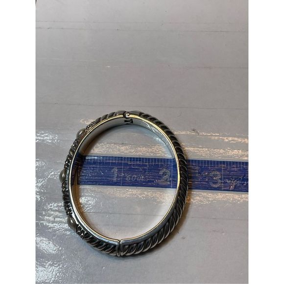 Brighton Textured Faux Mabe Pearl Tension Bangle - Picture 8 of 10